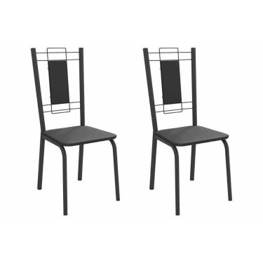 Imagem de Cadeira Sala De Jantar Florença 2c005prf Aço Kit 2 Un Preto/ano Preto - Kappesberg