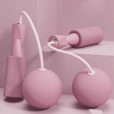 Imagem de Corda de pular sem fio pesada rosa com bolas de espuma