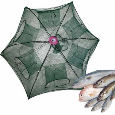 Imagem de Armadilha Pesca Peixe Covo 6 Furos Rede Isca Camarao Lambari Corvina L