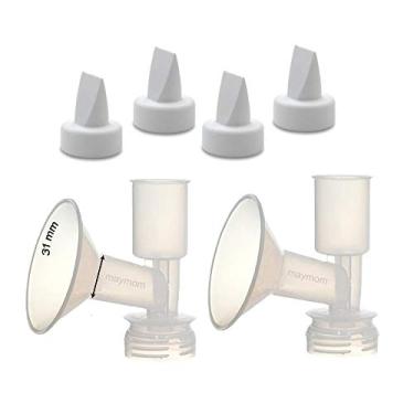 Imagem de Kit de flange de reposição antiduckbill, (pode substituir flange padrão Ameda) para Ameda Puramente Seu, Ultra Breastpump, Flange 25 mm, com Válvula/Membrana; feito pela Maymom, Duckbill, Flange 31 mm (Large)