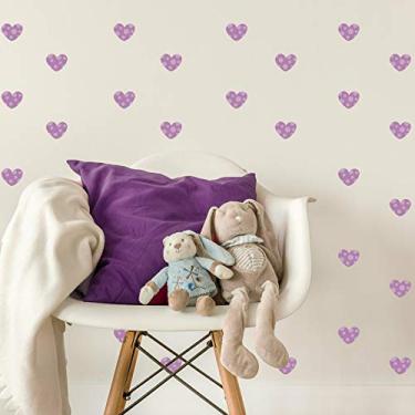 Imagem de Adesivo de Parede Infantil Coração Lilás Poá Bolinhas