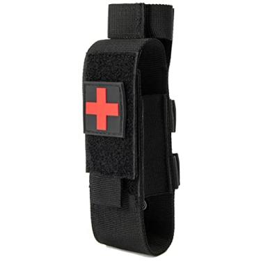 Imagem de YONCONO Suporte tático para torniquete Molle, estojo portátil para equipamento de primeiros socorros militar TQ e bolsa de cisalhamento médico para trauma (preto)