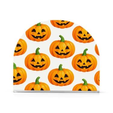 Imagem de Wassud Feliz Dia das Bruxas Abóboras Porta-guardanapos de acrílico, dispensador de guardanapos de papel moderno em forma de U para mesa, cozinha, sala de jantar, bancada 1 peça (comporta 50-60