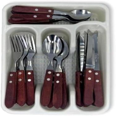 Imagem de Conjunto de utensilios para cozinha em madeira, organizado com divisorias, requintado