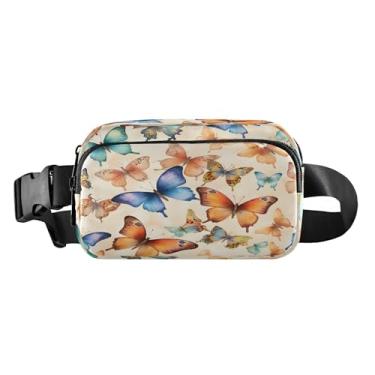 Imagem de CEBUGI Pochetes de caminhada para homens e mulheres, borboletas coloridas, modernas, resistentes à água, com cinto ajustável para treino, viagem, corrida