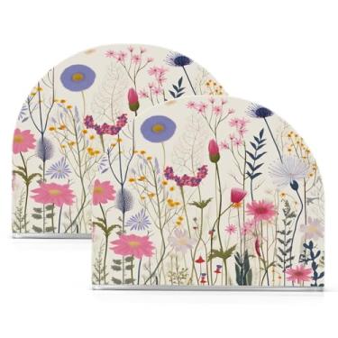 Imagem de Wassud Porta-guardanapos de acrílico floral selvagem colorido, dispensador de guardanapos de papel moderno em forma de U para mesa, cozinha, sala de jantar, bancada 2 peças (comporta 50-60 guardanapos