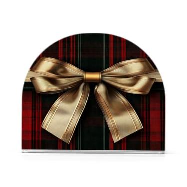 Imagem de xigua Suporte de guardanapo de gravata borboleta dourada de Natal para mesas, porta-guardanapos de papel de prato acrílico elegante, dispensador de papel de seda independente moderno para sala de