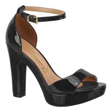 Imagem de Sandalia Feminina Vizzano Salto Grosso Meia Pata 6292117, Preto verniz