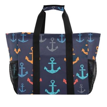 Imagem de Wassud Âncora colorida reutilizável, sacola grande, bolsa organizadora de lona à prova d'água para praia, piquenique, lavanderia, viagem