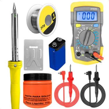 Imagem de Ferro De Solda 127v 60W Estanho + Pasta Solda + Multímetro - Startools