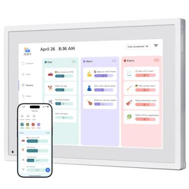 Imagem de Calendário digital com tela sensível ao toque de 25 cm – Calendário eletrônico interativo e hub familiar inteligente com sincronização entre dispositivos, lembretes de horários, gráfico de tarefas