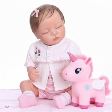 Imagem de Bebê Reborn Corpo Silicone Menina Olhos Fechados NEW HAPPY
