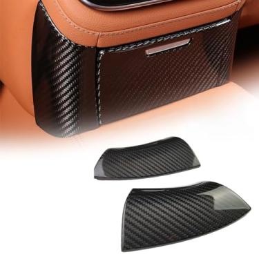 Imagem de FINMOKAL Console central de fibra de carbono, fileira traseira, saída de ar CA, acabamento em ambos os painéis laterais, capa anti-chute compatível com Benz S-Class 2021-2025, preta