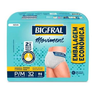 Imagem de Roupa Íntima Descartável Bigfral Moviment Unissex P/M 32 Unidades