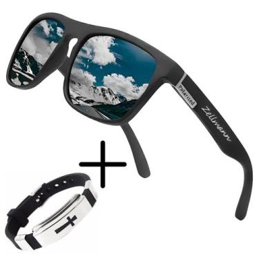 Imagem de Kit Masculino Óculos de Sol Polarizado + Pulseira de Silicone Cruz - Z