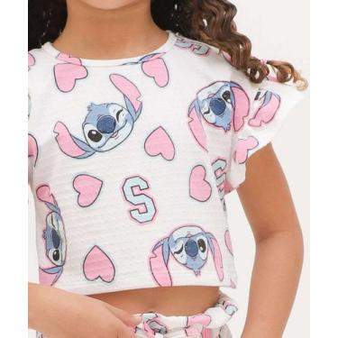 Imagem de Blusa Infantil Babado Estampa Stitch Disney Tam 4 a 10-16033, Off whit