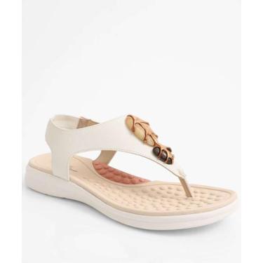 Imagem de Sandália Feminina Rasteira Pedras Sintéticas Modare Br-18255, Branco, 