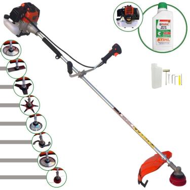 Imagem de Cortador de Grama À Gasolina Import Way IWRGM2T5X163 63cc 3HP Alta Performance Roçadeira C/ Carretel Nylon e Kit Com 7 Opções de Corte + Óleo Stihl 2T
