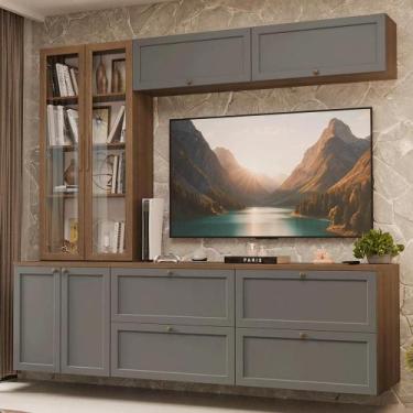 Imagem de Estante Sala de Estar com Rack + Cristaleira 230cm Vik Madesa 02 R, Ru