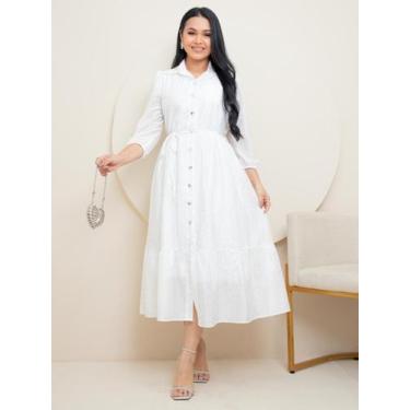 Imagem de Vestido Midi Chiffon Manga Longa Elegante de Festa Formatura Convidada