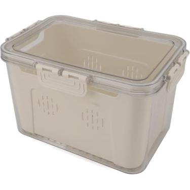 Imagem de Cesto Organizador com Tampa para Geladeira, Plástico Transparente/Branco, 23,5x16,5x14cm, com Cesta Divisória, 570g