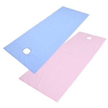 Imagem de Semme Lençol de Massagem à Prova de óleo à Prova D'água, Moderno, Elegante, Respirável, Capa para Buraco Facial, para Salão de Beleza, Spa, Massagem, Tuina, Fibra de Poliéster, (Rosa + Azul)