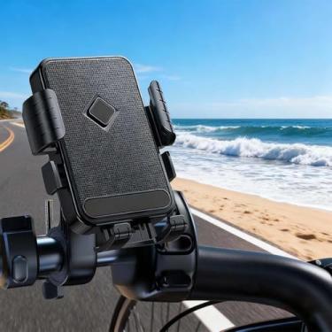 Imagem de Suporte de celular Ebike para guidão, suporte universal de telefone de bicicleta com rotação de 360°, aderência ajustável para smartphone para ciclismo e uso em bicicleta (preto)