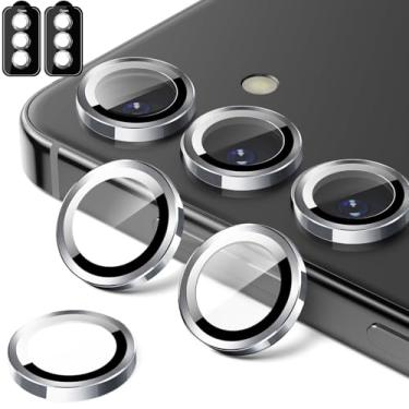 Imagem de Protetor de lente de câmera Galalxy S26, vidro temperado com nitidez HD 9H com borda de alumínio, anel protetor de tela de lente individual para Galalxy S26, 2 conjuntos (preto)