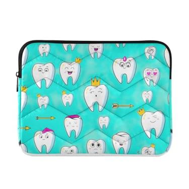 Imagem de Capa acolchoada para laptop, expressões faciais, azul-petróleo, à prova de choque, capa protetora para notebook de 15,6 polegadas