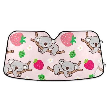 Imagem de Protetor solar de carro de morango e coala, protetor solar para carro, caminhão, SUV, acessórios de resfriamento de carro