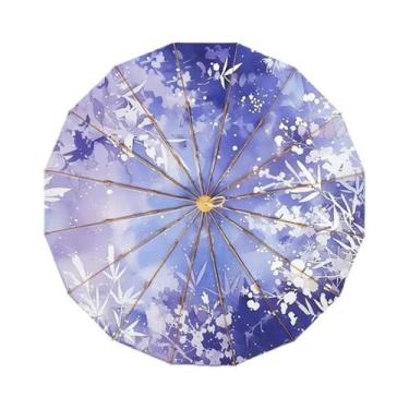 Imagem de Guarda-chuva Manual Feminino De 16 Varetas Com Proteção UV, Dupla Funç