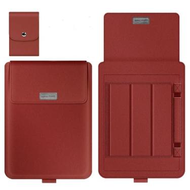 Imagem de GANGANPRO Capa para laptop de 16 a 17 polegadas com suporte compatível com laptop Microsoft Surface 5/4/3/2 de 13,5 polegadas, MacBook Air/Pro de 13,3 polegadas, capa de couro PU para laptops de 15 a