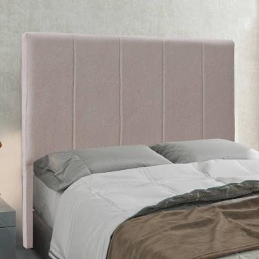 Imagem de Cabeceira Casal Queen 1,60m Com Design Vertical Bordado Em Tecido Linho Cristal – Lucadi Rústico Areia