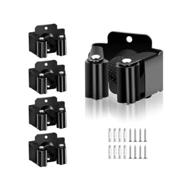 Imagem de AKOAK Suporte para vassoura e esfregão, organizador de parede, suporte de parafuso, organizador de ferramentas de jardim de aço inoxidável, casa, cozinha, banheiro, jardim, armazenamento de garagem