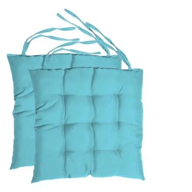 Imagem de Kit com 4 Almofadas Assento Futon Quadrado 40x40cm - Confortáveis, Ideais para Sala, Quarto e Piqueniques (Azul-turquesa)