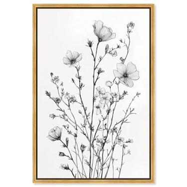 Imagem de Decoração de parede floral com impressão em tela em prosa de pétala de lápis por Art Remedy, moldura dourada, 50 x 76 cm