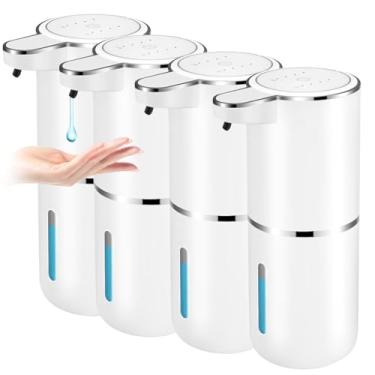 Imagem de Pacote com 4 Dispensadores Automáticos de Sabonete, Dispensador de Sabonete Líquido Sem Contato, 380 ml USB Recarregável na Parede Dispensador de Sabonete Inteligente para Banheiro Cozinha Sabonete