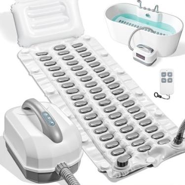 Imagem de Tapete de spa de banheira atualizado, massageador portátil de banho de espuma de spa com 6 configurações ajustáveis, design antiderrapante atualizado e controle remoto, tapete de jato de hidromassagem