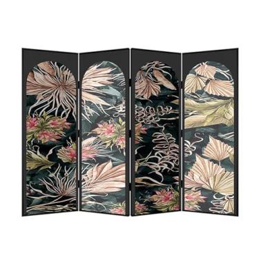 Imagem de Divisor de quarto, tela de privacidade de madeira com 4 painéis de 1,8 m de altura, divisória de parede com moldura de madeira para quarto ou escritório em casa (D)