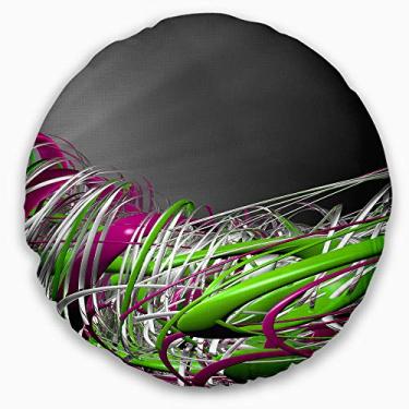 Imagem de Design Fractal 3D Verde Roxo Listrado Contemporâneo Sala de Estar Redonda, Sofá, Almofada de Alta Qualidade + Capa de Almofada Impressa em ambos os lados 40 cm