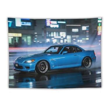 Imagem de HouLaiZhe JDM Tapeçaria de carro Speed ​​jdm S2000 Carro esportivo pendurado na parede quarto decoração de casa tapeçarias estética piquenique decoração de parede arte de parede para dormitório sala