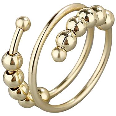 Imagem de ZJchao Anel Giratório Feminino Ajustável, Anel para Alívio de Ansiedade, Alívio do Estresse, Feminino, Masculino, Ouro, Prata, Cobre, Joias Hipoalergênicas, Presente 2cm (03)