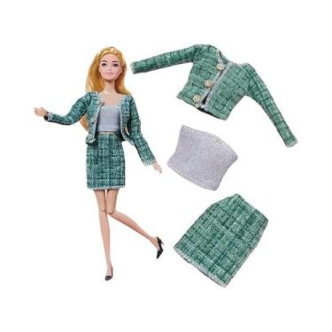Imagem de Vestido Fashion Para Boneca Barbie, Conjunto De Inverno Com Saia, Suét