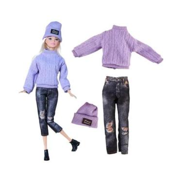 Imagem de Vestido Fashion Para Boneca Barbie, Conjunto De Inverno Com Saia, Suét