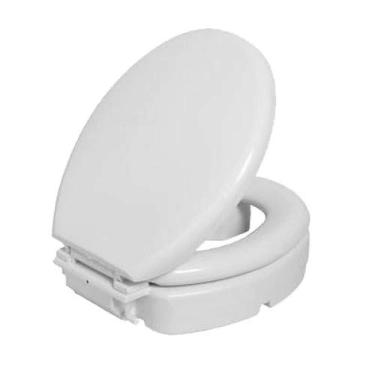 Imagem de Assento Elevado 11cm Almofadado Branco Para Vaso Sanitário - Suporta 150kg - Astra
