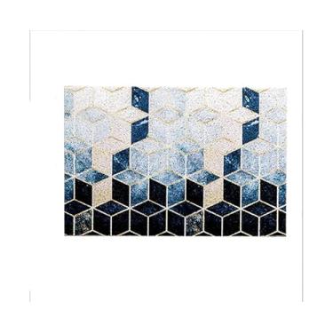 Imagem de Tapete de Porta PVC com Costura Geométrica Chão Forro TPR - Absorvente Fácil Limpar Lavável Multiuso para Entrada Sala Estar Escritório Psychedelic Ar