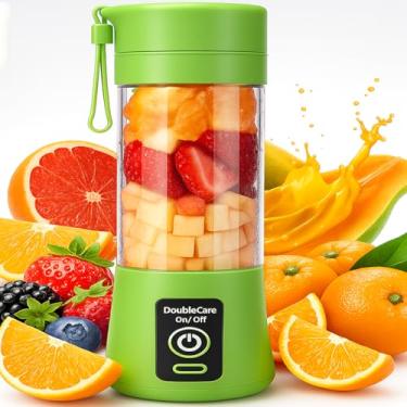 Imagem de Mini Liquidificador Portátil 380ml Recarregável USB, 6 Lâminas Inox, Liquidificador Sem Fio para Sucos, Shakes, Vitaminas e Papinhas – Design Compacto (Verde)