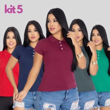 Imagem de Kit 5 Camisa Gola Polo Feminina Piquete Com Tecido Premium - RIDENS, K