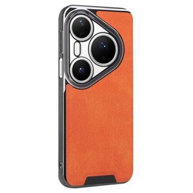 Imagem de LTLMYDAM Capa fina para Huawei Pura 80 Ultra/80 Pro/80Pro+/80, textura de tecido, galvanizada, capa minimalista à prova de choque, laranja, 80 Pro+