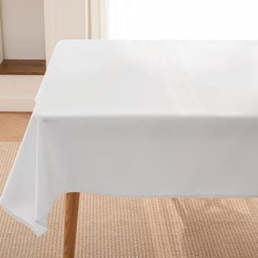 Imagem de Toalha de mesa branca 76 x 76 cm para mesas quadradas de 1,2 m ao ar livre de poliéster lavável sem rugas e à prova de derramamentos para festivais e festas, capa de pátio